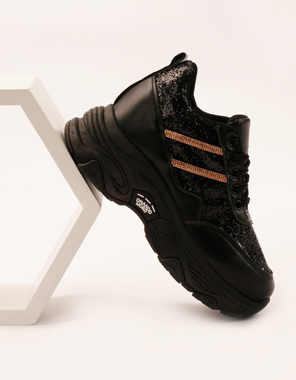 Super Sole Black Chunky Sneakers