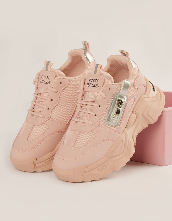 Blush Burst Chunky Sneakers - Dusty Rose