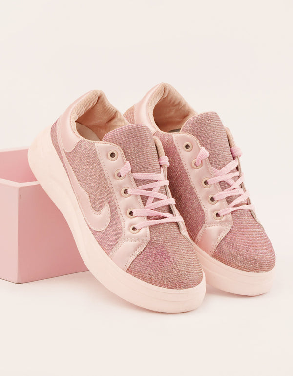 Gleaming Blush Low-Tops - Pastel Pink